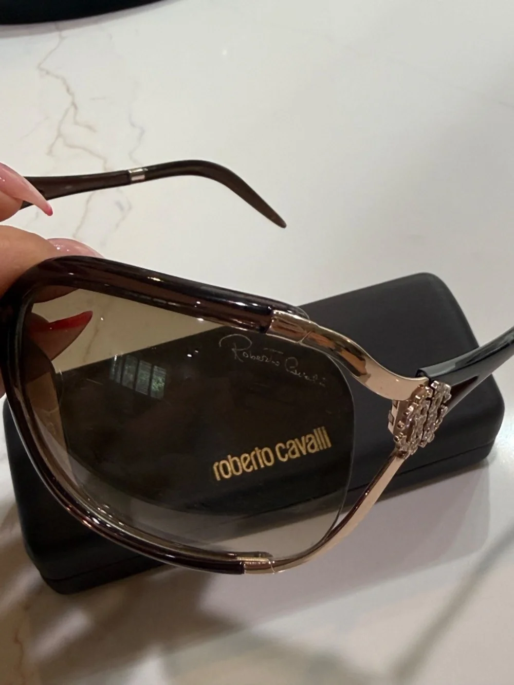 Roberto Cavalli Oversized Gradient Sunglasses | Brown Gold | Case Included